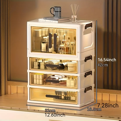 Foldable Large-Capacity Cosmetic Storage Cabinet, File Storage Box, Large Drawer Unit, Transparent Drawer Cabinet, Suitable For Storing Cosmetics, Skincare Products, Documents, And Books