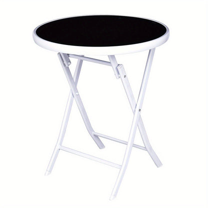 3pcs Elegant Folding Bistro Set with Black Tempered Glass Top - Durable Metal Frame & Textile Fiber Seats, Easy Clean - Ideal for Patio, Garden, Deck - No Assembly Required, Outdoor Patio Furniture