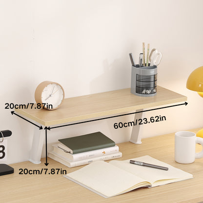 1pc Wooden Floating Desk Shelf | Rectangular Multi-Level Countertop Storage Rack, No-Drill Mount Organizer | Modern Wooden Shelf, Student Storage Rack for Youngsters, Students, Home Office