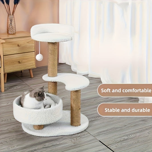 Multi-Level Cat Tree With Scratching Post And Interactive Ball Toy - Perfect Indoor Cat Furniture For Play And Rest