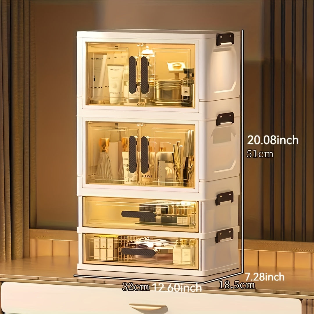 Foldable Large-Capacity Cosmetic Storage Cabinet, File Storage Box, Large Drawer Unit, Transparent Drawer Cabinet, Suitable For Storing Cosmetics, Skincare Products, Documents, And Books