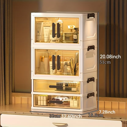 Foldable Large-Capacity Cosmetic Storage Cabinet, File Storage Box, Large Drawer Unit, Transparent Drawer Cabinet, Suitable For Storing Cosmetics, Skincare Products, Documents, And Books