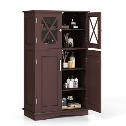 Bathroom Storage Cabinet Linen Storage Cabinet with Doors and Adjustable Shelves