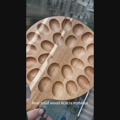 Acacia Wood And Bamboo Egg Platter: Premium 24-Hole Round Charcuterie Board For Artisanal Cheese, Gourmet Meats, And Elegant Deviled Eggs - A Must-Have For Every Kitchen And Dining Experience