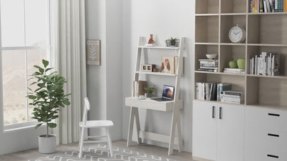 Ladder Shelf Desk Bookcase w/Countertop, Drawer & 2 Shelves Bookshelf
