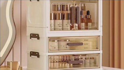 Foldable Large-Capacity Cosmetic Storage Cabinet, File Storage Box, Large Drawer Unit, Transparent Drawer Cabinet, Suitable For Storing Cosmetics, Skincare Products, Documents, And Books