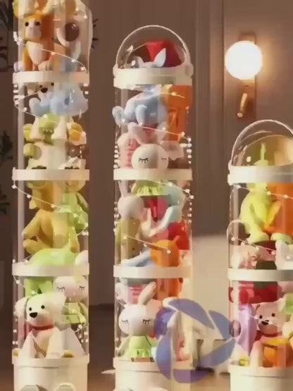 Contemporary Stackable Plastic Storage Box with Waterproof Lid - Multipurpose Stuffed Animal Organizer, Clear Tube Design for Home and Bedroom Decor - Space-Saving, Waterproof Flip Top Container ,Christmas, New Year Gift, Storage Drawer Units