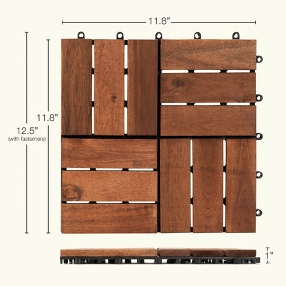 12Slats, Acacia Interlocking Deck Tiles, Brown